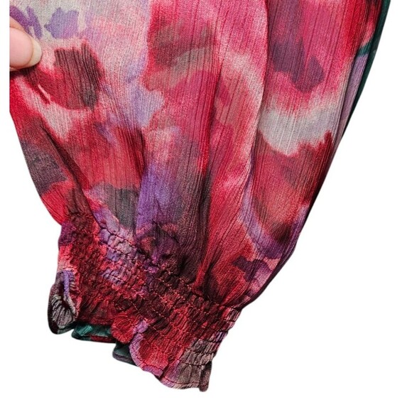 Ann Taylor LOFT size S Sheer Top Y2K Boho Flowy Festival Romantic Watercolors - Picture 9 of 9